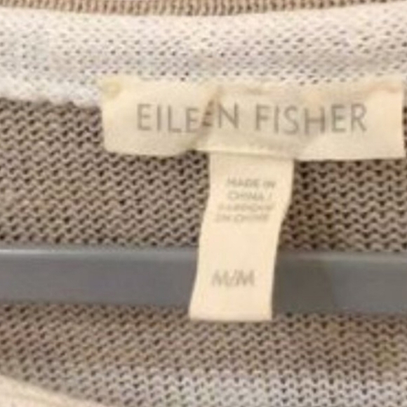 Eileen Fisher 100% Organic Linen Striped Sweater Medium - Picture 2 of 12